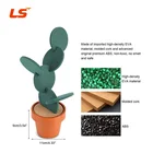 6-Piece Green Cactus Coaster Set with Flower Pot Shaped Holder for Drinks,Coffee,Cup