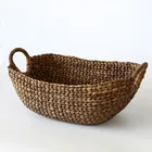 Wholesale handmade woven natural straw water hyacinth decoration fruit food storage basket hamper