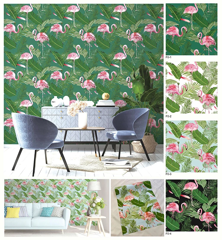 Flamingo and Banana Leaves Design PVC Decorative Wallpapers/wall coating