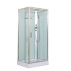 High Quality Silver Luster Aluminium Alloy Frame Sliding Door Rectangle Shower Cabin with Tray