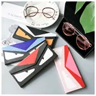 New design ODM printed pattern optical handmade leather custom triangle folding glasses case