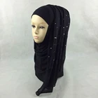 Fashion design soft cotton feel stone lace black scarf women for hijab