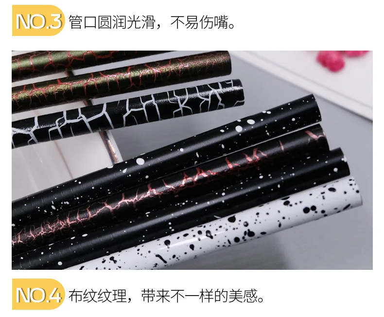 酒吧餐厅彩色裂纹喷雾304不锈钢吸管可重复使用斑点吸管