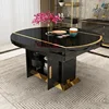 european luxury extendable tempered mirrored square to round glass dining table