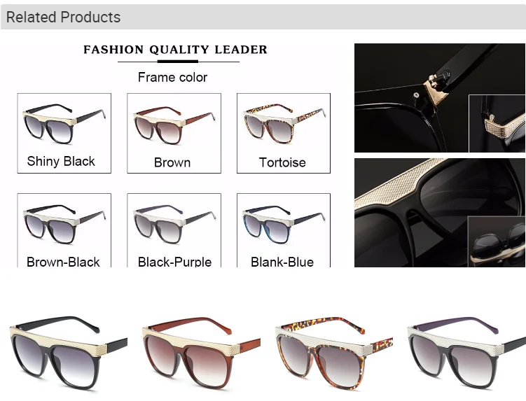 EUGENIA special design recycled plastic vintage flat top art frame lens sunglasses UV400