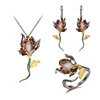 PERFECT Custom Design Jewelry Green Spinel/Garnet/White jade Handmade Lifelike Flower Jewelry Set Wholesale