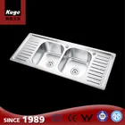 Brushed surface treatment stainless steel depth double bowl kitchen sink kitchen hand wash sink with drain board