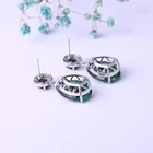 遵守 OEM イヤリングセット 25 スターリングシルバーイヤリンググリーンナノエメラルド宝石ドロップイヤリングファインジュエリー女性