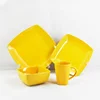 FDA ceramic yellow dinner set dinnerware 16pcs square ceramic stoneware