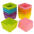 Customized Color And Size BPA Free Square Small Mini Reusable and durable Silicone Baking Cups Cupcake Liners