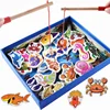 Baby Educational Toys 23Pcs Fish Set Wooden Magnetic Fishing Game Toy