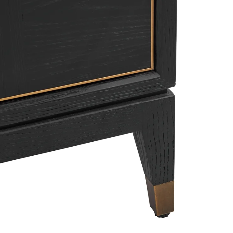 Solid oak wood black modern dining quality sideboard credenza