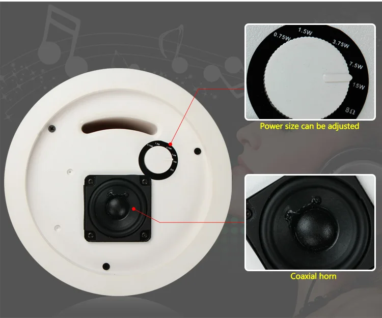 3 inch coaxial have HIFI sound quality suitable for background music conference room and so on high quality ABS material metal - ANKUX.COM