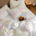 Bedding Set High Pile Bedding Set Pink Velvet Flannel Long Hair Quilt Cover Set