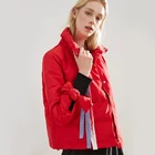 America style short ladies stand collar winter down filling red women clothing