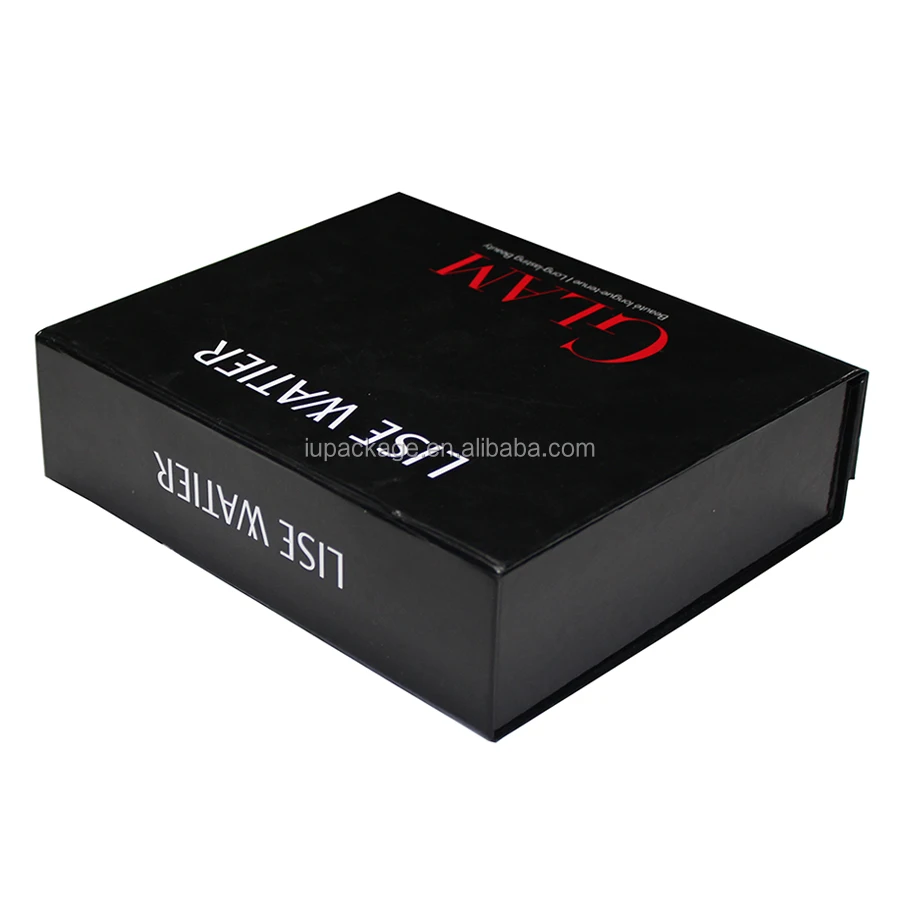 black printed flat pack foldable collapsible rigid paper box