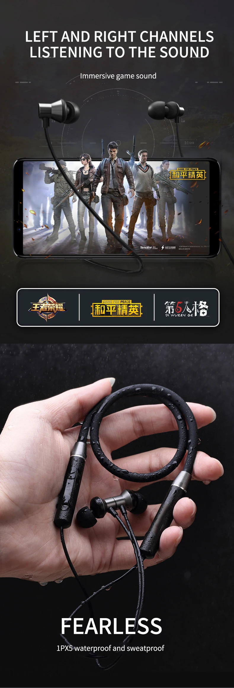 Lenovo hanging ear collar long standby battery Blue tooth wireless unisex waterproof and sweat-proof sports headphones - ANKUX.COM