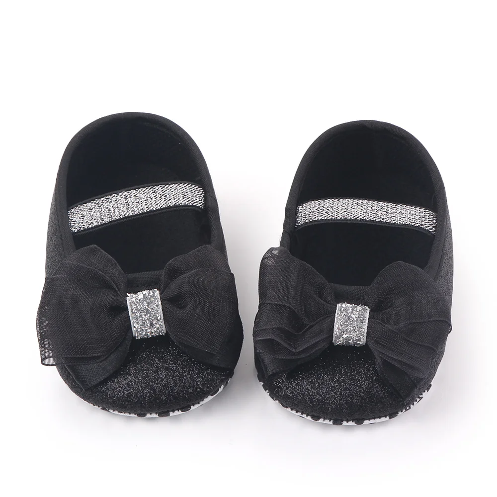 Cheap Beautiful Glitter Design Baby Shoes Girl Lovely Bow Kids Shoes Infant Toddler Princess Shoes factory