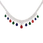 Bedazzled Fine jewelry women colorful mix stone jewelry sets rhodium plated China factory direct sale