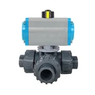 DN50 2 inch 3 Way 12V 24V 220V AC PVC Plastic True Union Ball Valve with On Off Pneumatic Actuator