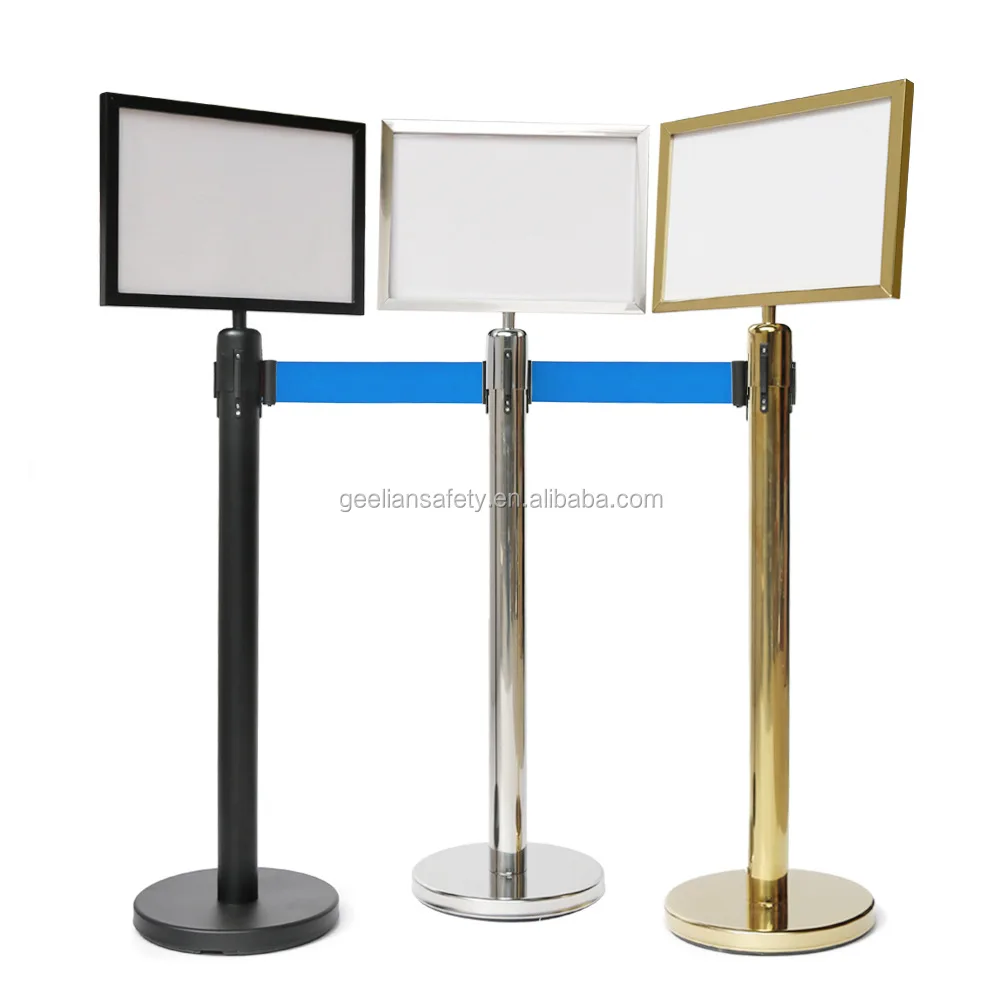 Retractable Belt Queue Line Stand Rope Barrier Crowd Control