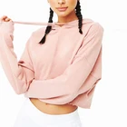New Arrivals Pure Pink Pullover Hoodies Women Super Soft Long Sleeves Crop Hoodies