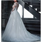 Luxury lace long sleeves sweetheart mermaid wedding dresses with detachable train
