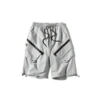 Summer Casual Cargo Shorts Men Korean Street Style Drawstring Tactical Pants