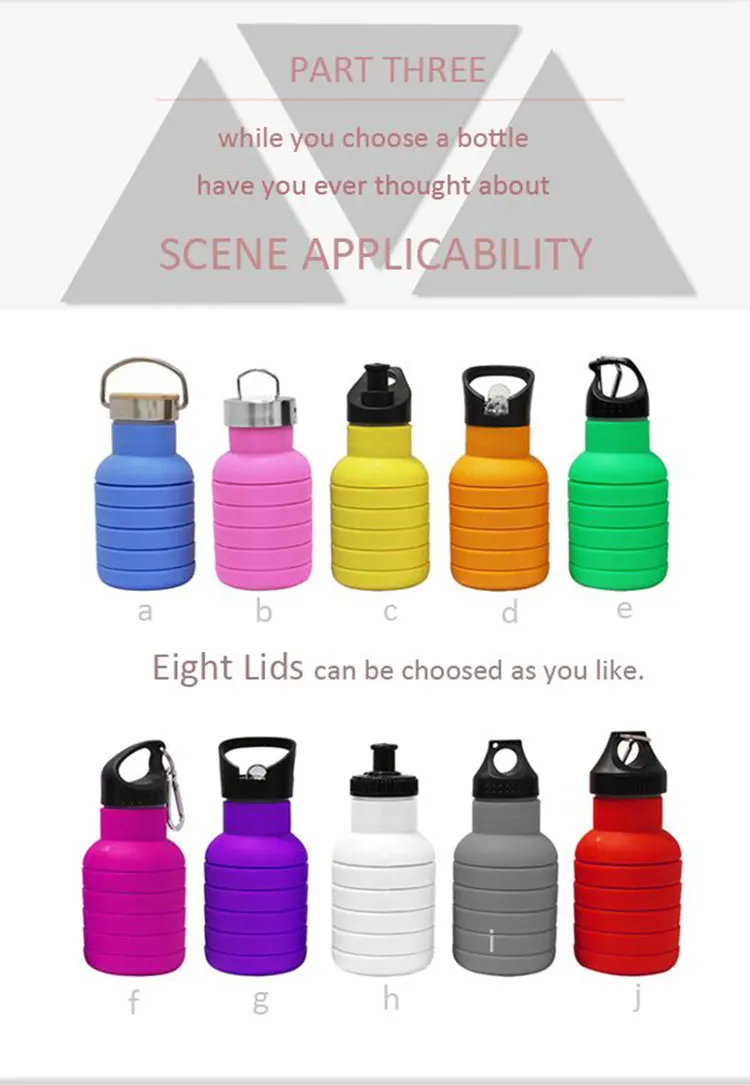 Food safe reusable silicone foldable water bottle wholesale