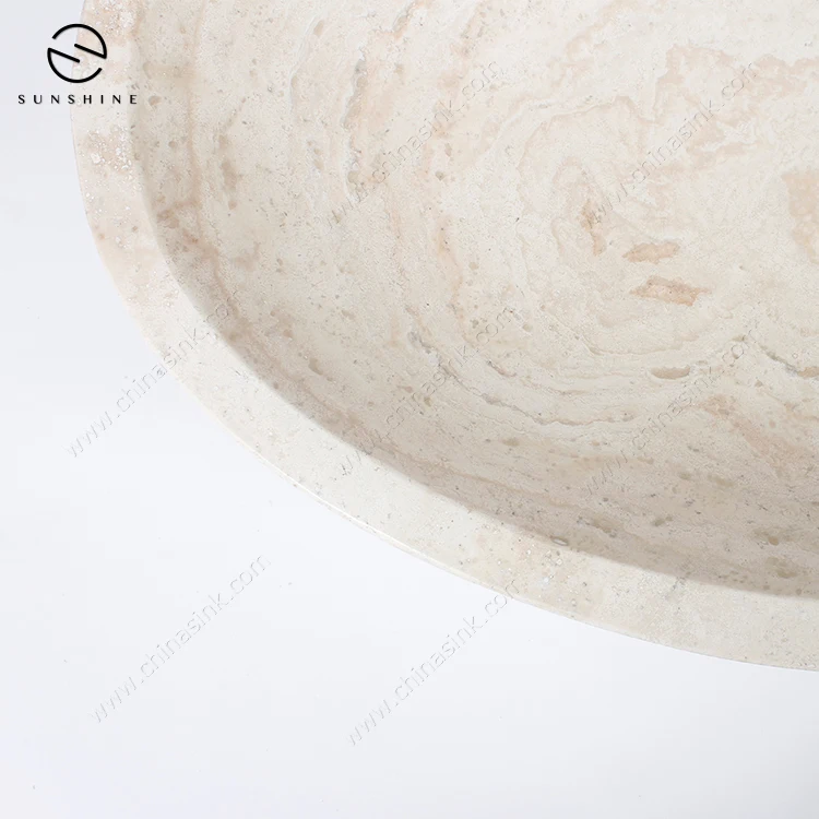 Super White Travertine Stone Countertop Lavabo Wash basin For Bathroom