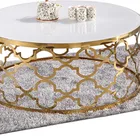 Modern Furniture Table Tempered Glass Top Modern Coffee Table Gold Round Design Marble Top Table