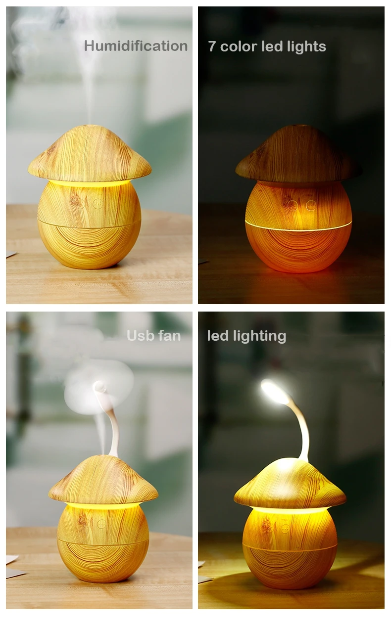 3 In 1 Air Humidifier Oils Usb Aroma Diffuser Mist Maker Mini Wood Grain Ultrasonic Air Humidifier Humificador For Home Office 7 - ANKUX.COM