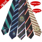 China Custom Made 100% Polyester Cheap School Tie Woven Men Striped Neck Ties with Logo