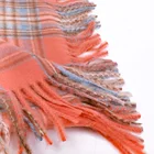 Scarf New Plaid Deep Orange Light Line Cross Square Scarf Korean Design Cashmere Shawl