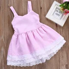 Pink strapless baby Clothes girls casual summer Clothing Kids flower girl baby wedding dress