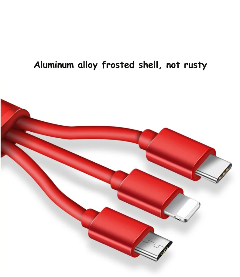 Factory Three in One dual port usb charger cable 3 in 1 multi use mobile phone tablet charging sync data cable line - ANKUX.COM
