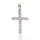 cross big cubic zirconia 14k yellow gold wholesale pendant