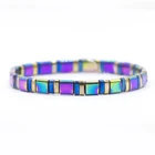 Hot Sale Miyuki Rainbow Tile Bead Bracelet Elastic Stretch Hematite Religious Bracelet