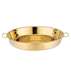 22/24/26/28/30 CM High Quality Luxury Round 304 stainless Steel Metal Food Plate with Metal Handles Serving Tray
