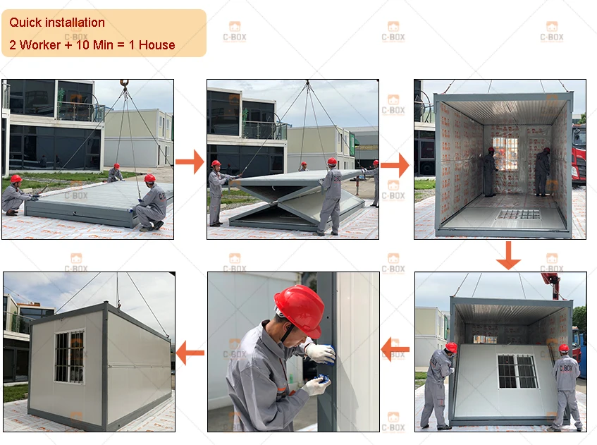 Foldable container house installation