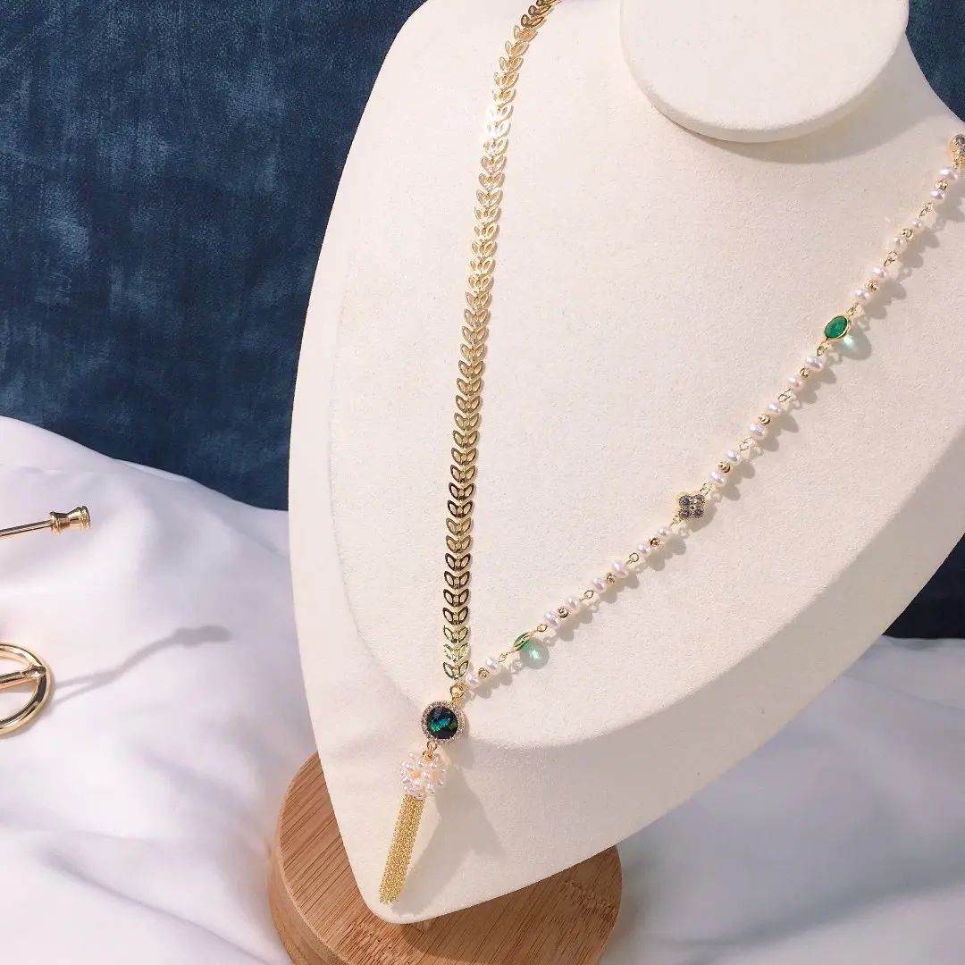 wedding14k gold filled pearl opal female extra long necklace