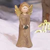 Amazon hot sale Xmas gift decor hand made crafts wood like resin christmas angel ornaments