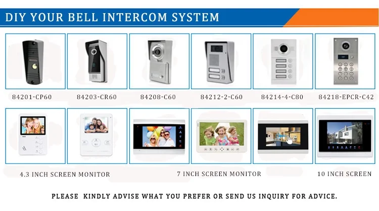 High end AHD 7" LCD monitor ding dong bell door video 4 wire intercom system