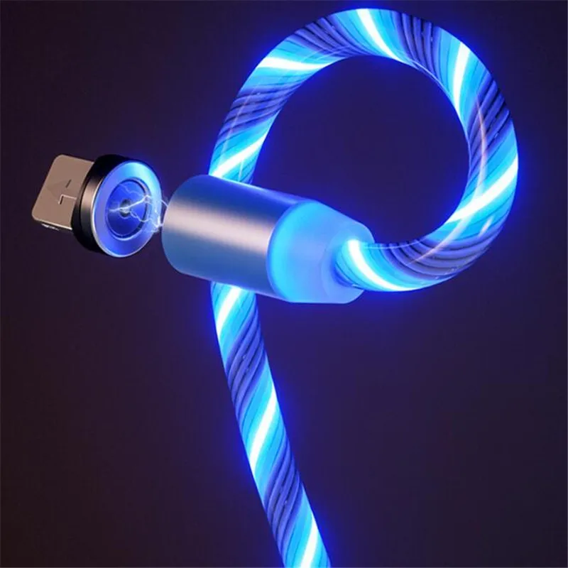 wholesale flowing LED light phone cable magnetic fast charging usb micro type c 8 pin cables - ANKUX.COM