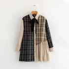 Wholesale beautiful new design cotton blend button long sleeve girls plaid polo shirt dress