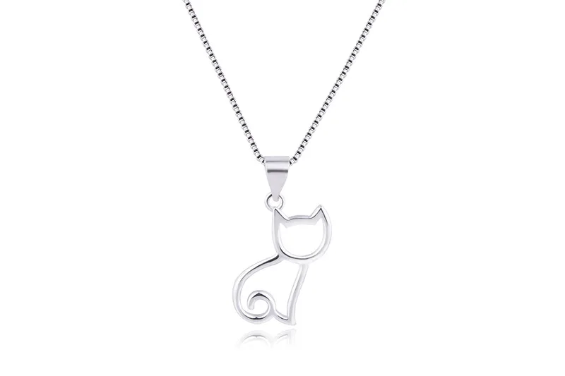 2020 cheap cute girls cat product animal pendant necklace 925 silver necklace chain plated brass jewelry