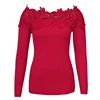 Sexy Lace red formal top women 2019 blouse ladies