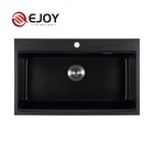 EJOY High Quality kitchen sink granite black sink bowl counter top mount kitchen cabinet wash basin customize project