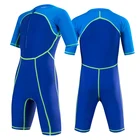 Factory Hot Sale Short Sleeve Blue Color Plus Size Boys Zipper One Piece Kids Swimwear Swimsuit