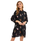 Black Women Women Dresses New Arrivals 2020 Print Straight Black Long Loose Sleeve Maxi Fall Dresses For Women